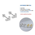 LE158 925 Sterling Silver Tiny Geometric Love Cz Minimalist Vintage Fashion Fine Jewelry Gold Plated Screw Back Earrings Women