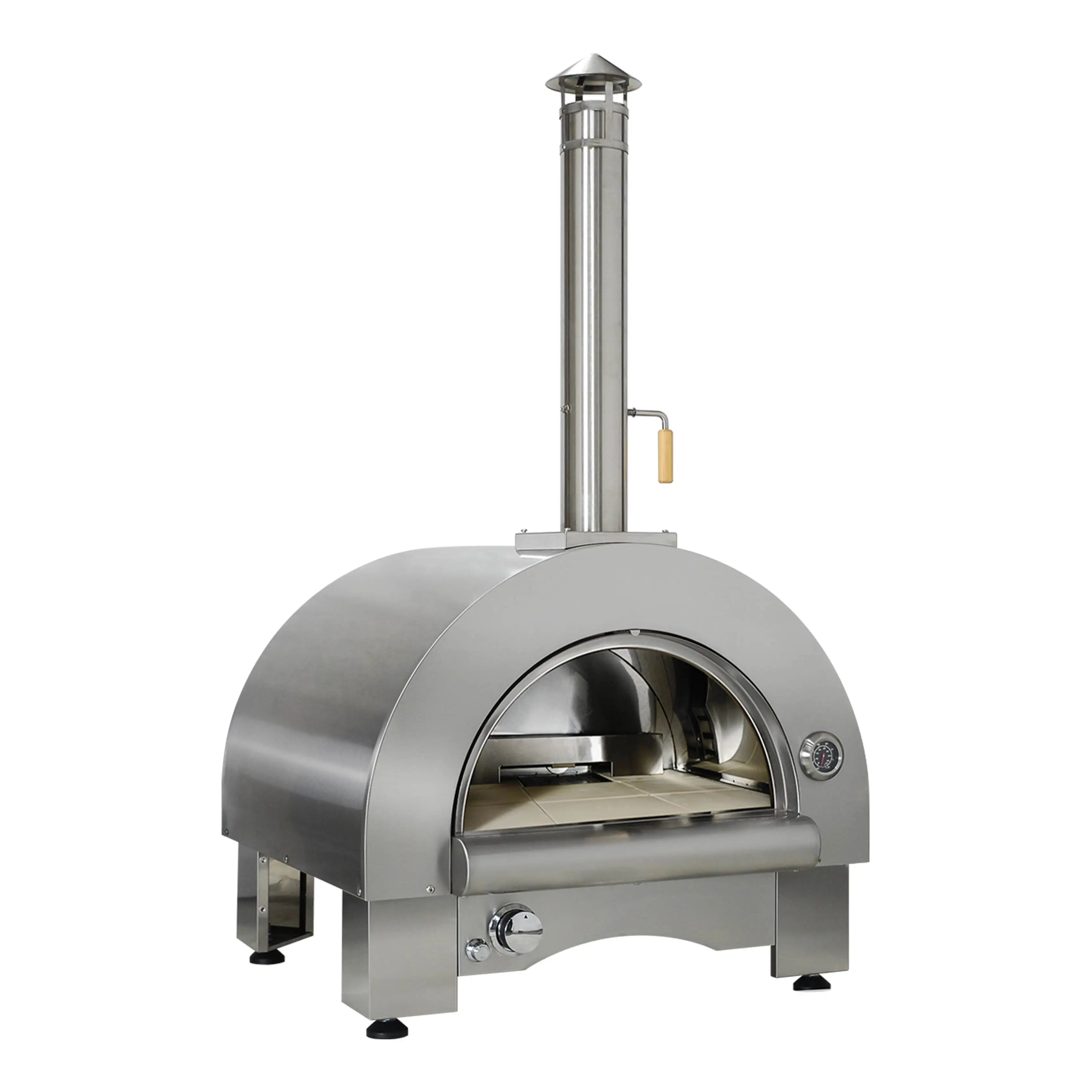 Professional 0.48mÂ² Cooking Area Pizza Oven Premium Stainless Steel Gas & Wood 35000BTU Burner Oven