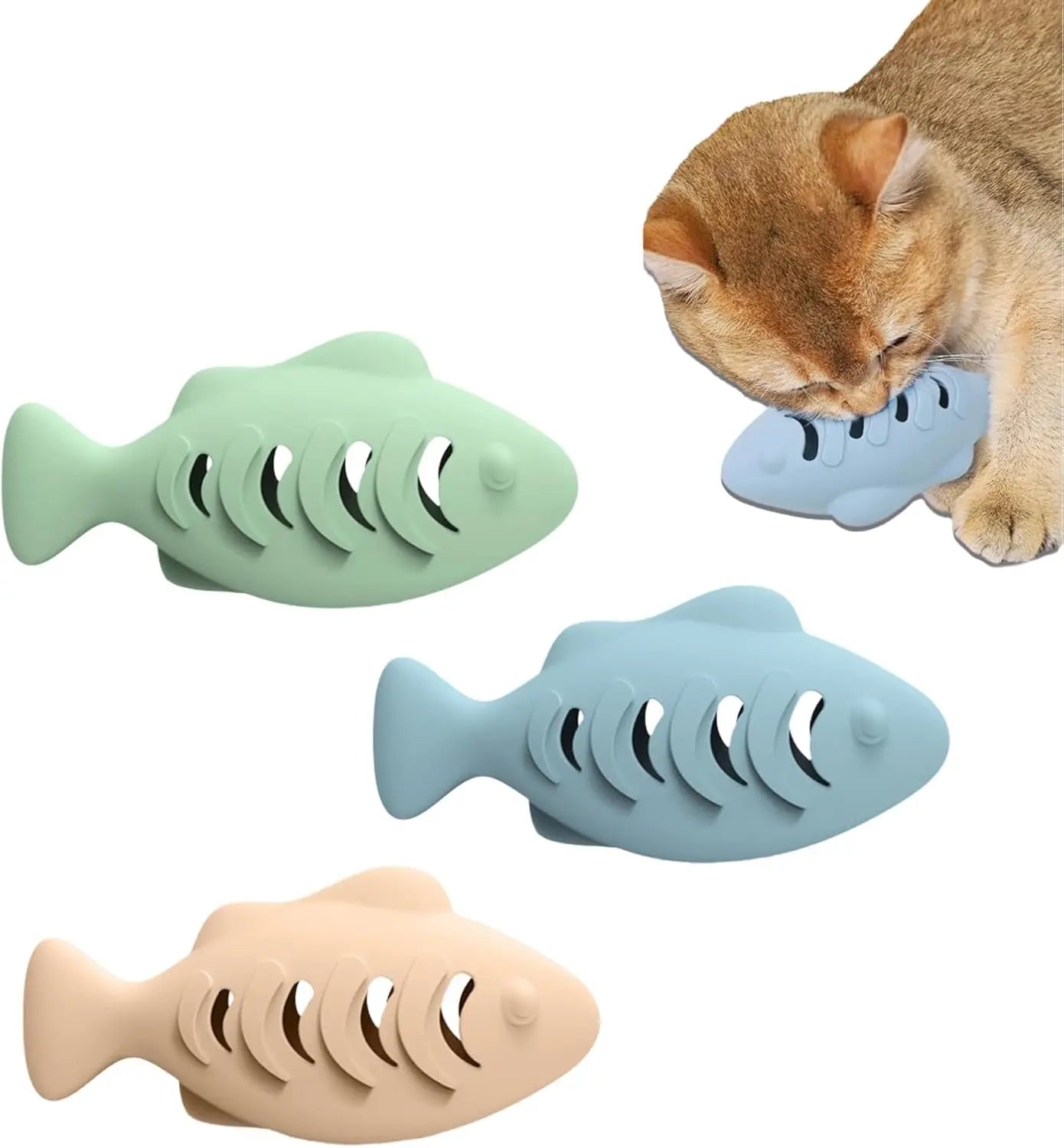 Silicone Refillable Interactive Catnip Fish-Shaped Snack Dispenser Catfish Cat Exercise Chew Toys Dolls
