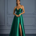 Jancember LSMZ61 Cheap Dark Green Sweetheart Split Evening Party Dresses MegaBDM