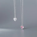 Low MOQ Custom 925 Sterling Silver Heart Pink White Navy Blue Zircon Pendant Necklace Gift
