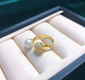 R1024 7-8mm Natural Freshwater Pearl Ring Accessory 925 Sterling Silver Adjustable Size Engagement Jewelry Ring for Women