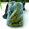 Myanmar Natural a Type Jadeite Jade Pendant Double Color Blue Water Dragon Pendant Emerald Pendant 101.78