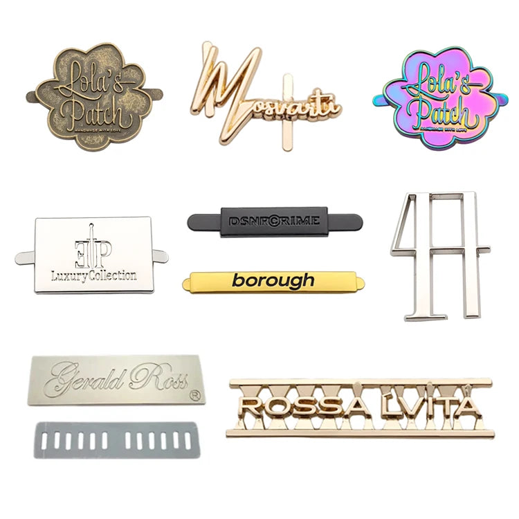 Zinc Alloy Custom Handbag Metal Name Logo Tag for Bag Letter Metal Label Plate for Handbag Purse