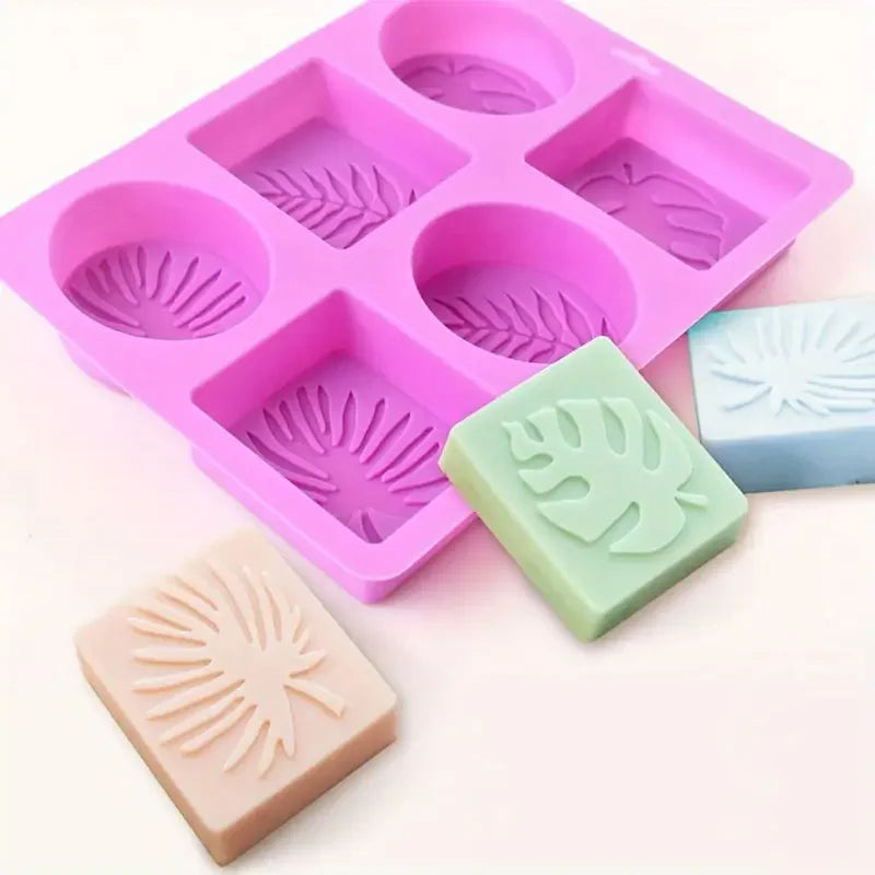 6 holes Square Oval Leaf Cake Bread Mold DIY Baking Handmade Essential Oil Soap Mold