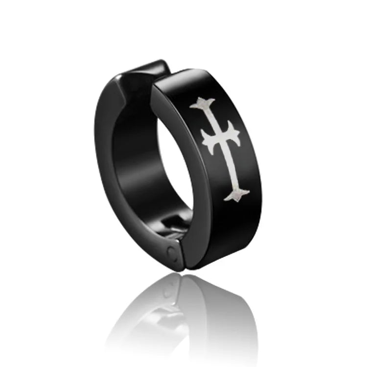 Stainless Steel Earrings Punk Engravable Titanium Steel No Ear Cuff for Men Women /