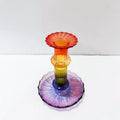 Customized Tapered Rainbow Gradient Ribbed Design High Borosilicate Hand Blown Glass Candle Holder Artistic Wedding Luxury Home