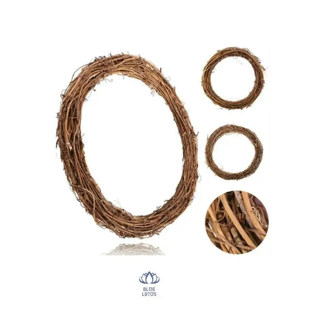 Blue Lotus 2024 Grapevine Wreath Rings Rattan Vine Branch Wreath Hoop for DIY Craft Wreath Christmas Holiday Decoration Seasonal