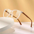 2025 Retro Wood Pattern Square Optical Eyeglasses Frames Clear Lens TR90 Anti Blue Light Glasses for Men Women
