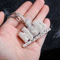 Iced CZ NB Money Bag Pendant Hip Hop Lab Created Rhodium Plated CZ Letter NEVER DOING BROKE Charm Men Women Rapper Jewelry