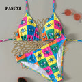 PASUXI Wholesale 2025 Brazilian Thong Bikini 2 Piece Set High Waisted String with Push up Bra and Cheeky Bottom