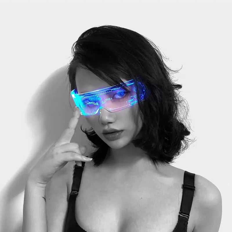 Rave Cosplay Cyberpunk Futuristic LED Cyber Goggles RGB Breathing Flashing Lights Christmas New Year Edition 20 Hours Battery MegaBDM