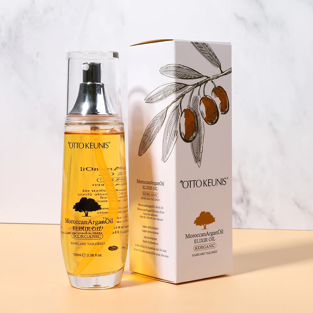 Private Label OEM Organic Argan Oil Heat Protection Hair Serum Repairing African Hair Rose Essential Oil Body Skin Oil Wholesale