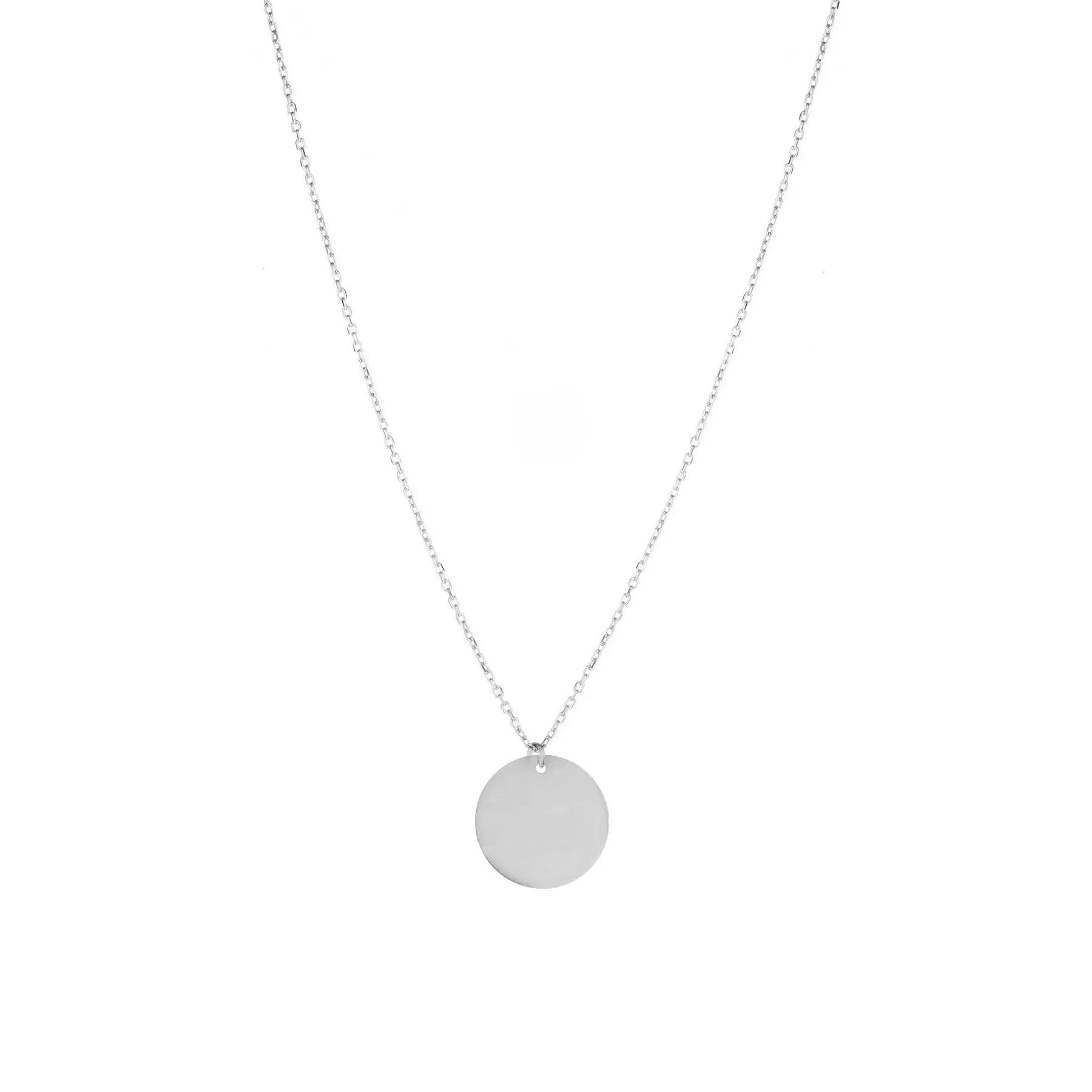 Azuris 925 Sterling Silver Round Plate Necklace Turkey Origin