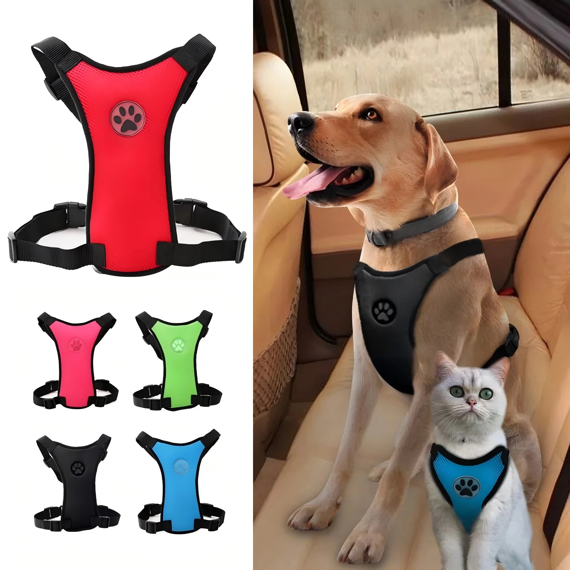 Portable&Fordable Soft Air Mesh Pet Doggy Vehicle Car SeatBelt Vest Seat Belt Harness for Cars