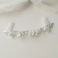 Aesthetic Silver Leaf Crystal Long Comb Elegant Hair Accessory for Women and Ladies for Wedding or Bride Headdress