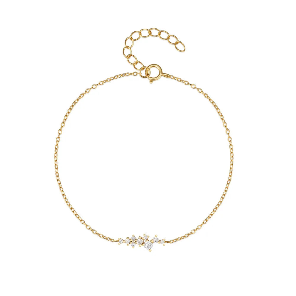 CANNER Simple Elegant Crown Zircon Pendant Bracelet S925 Sterling Silver Exquisite 18K Cluster Gemstone Bracelet for Women