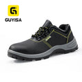 GUYISA New Style Sports Series Anti-static Two-layer Cowhide Upper Steel Toe Black Color Safety Shoes