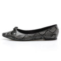 The Women Fashion Fancy Snake Pu Upper French Binding Black Pu Soft Insole sharp Toe Flat Shoes