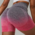 GC Dye Sports Shorts Women Gradient Color High Waist Fitness Yoga Pants Quick Dry Peach Tight Hip Yoga Pants YG277
