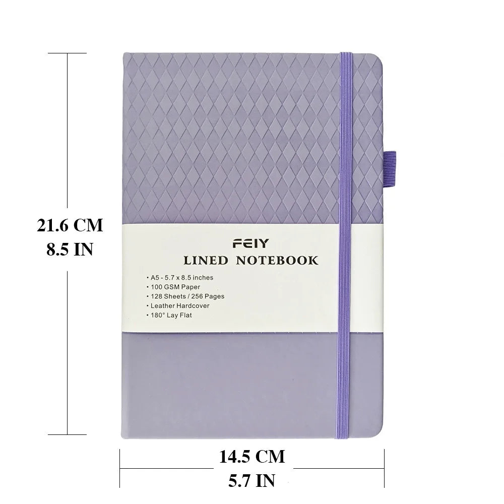 Custom Logo A5 Hardcover Leather Journal Notebook Spiral-Bound with Thread Sewing Binding Linen Cover for School Use Boxed