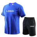 Men's Lightweight Quick-Drying Summer Sports Suit Sweat-Absorbing Short Sleeved T-Shirt and Shorts Running Set