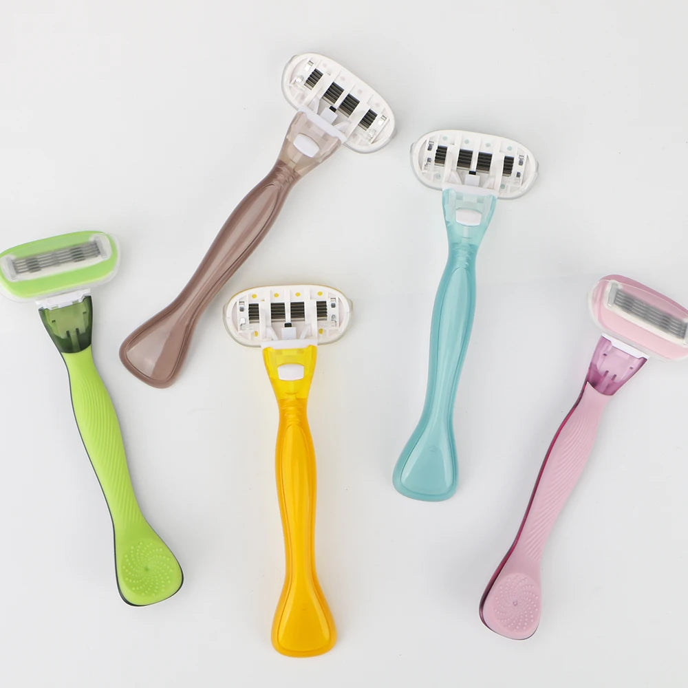 5 Blades Women Body Razor with Longer Handle Easy Shave Razor for Lady with Refills MegaBDM