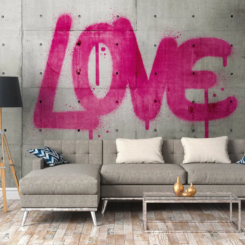 Made in Germany Photo Wallpaper Murals Concrete Look Grey Pink Non Woven Vinyl Wall Mural Modern for Hotel Bulk - 371 x 280 m