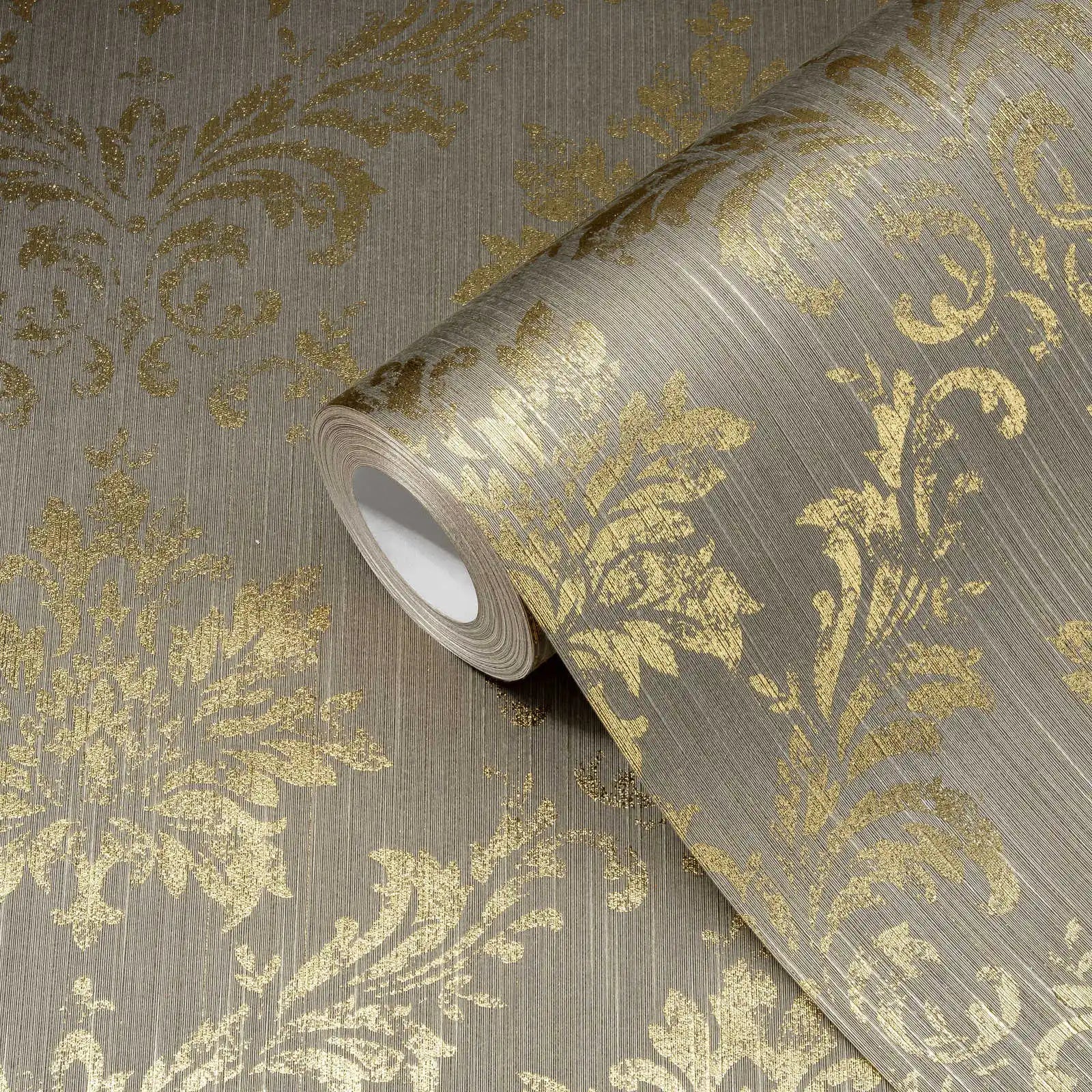 Germany Textile Wallpaper Brown Beige Gold Modern Damask Pattern Anti-static Matte Metallic Surface Non-Woven Highly