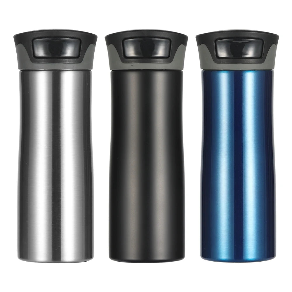 Ergonomic 500ML Stainless Steel CupsTumbler with Handle and Lid One-Click Open Contoured Body Mug Warmer for Car Use