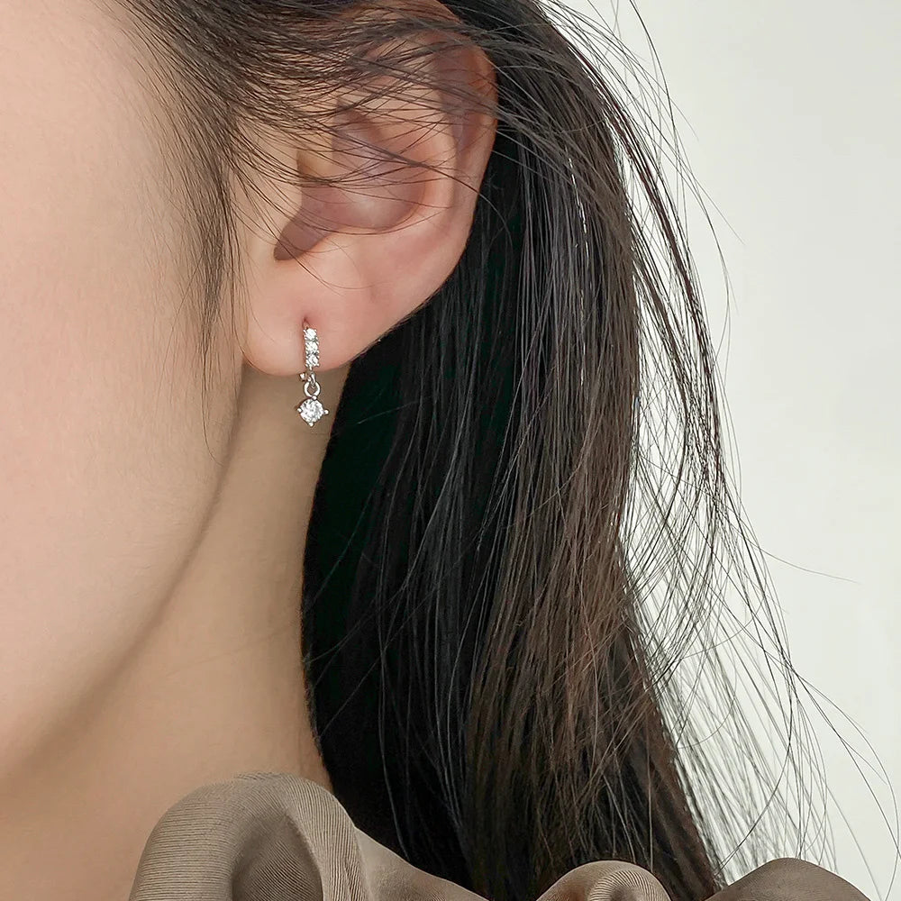 Low MOQ Wholesale 925 silver custom shape earrings with zircon