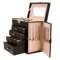 Jewellery Ring Bracelets Storage Case Large Capacity Mirror Lock Jewelry Box Black 5 Layer Travel Jewelry Case MegaBDM