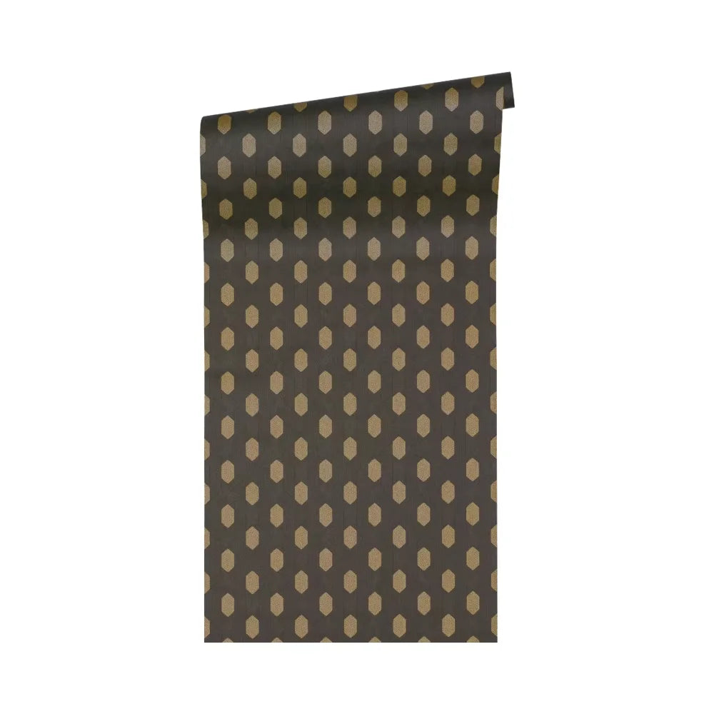 Made in Germany - Luxury Wallpaper rolls Retro Vintage Black Gold Non Woven Vinyl Contract Wallpaper Design - 1005 x 053 m