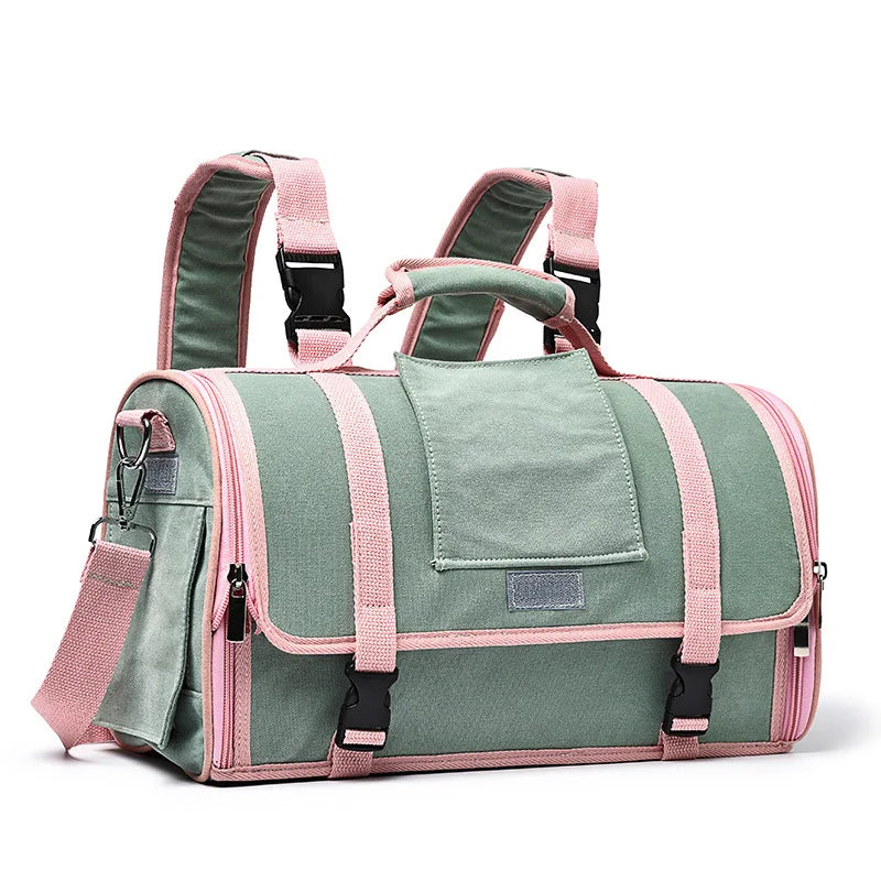 Multi-Functional Portable Canvas Dog Carrier Backpack-Breathable Design Bestopet BS-BP-040 for Outdoor Adventures Travels