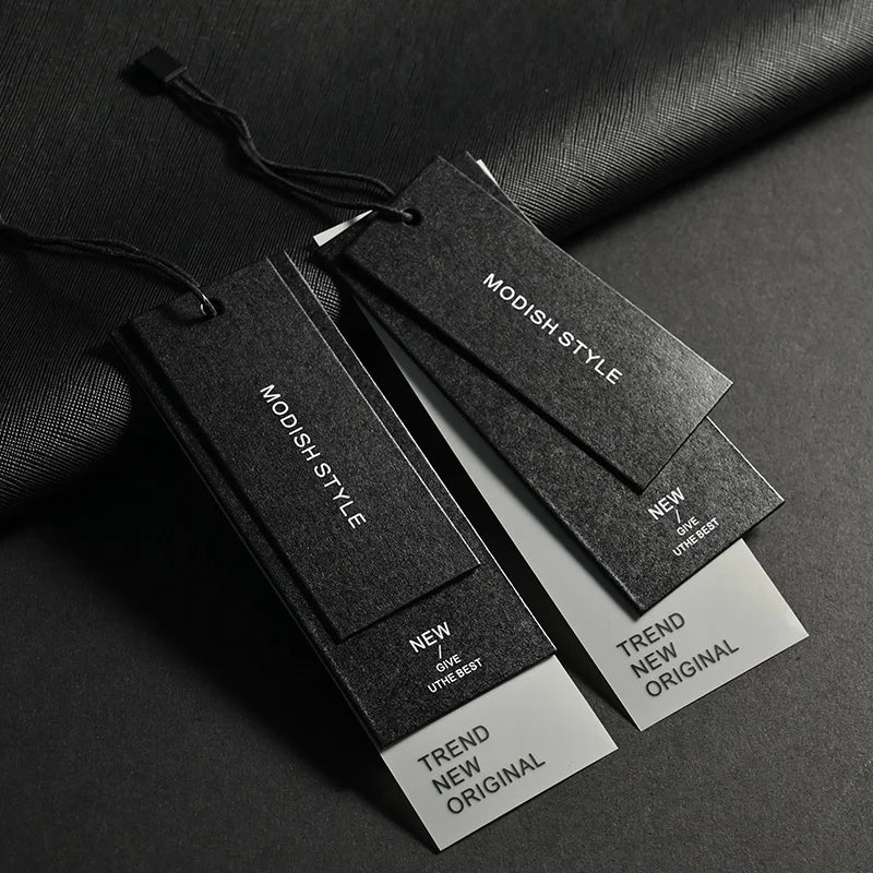 Best Selling Custom Clothing Seal String 800G Paper Customer Logo Printed Clothing Tags Labels for Clothing Hang Tag