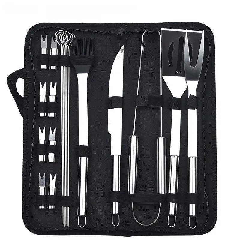 Free Portable Bag BBQ Gifts Stainless Steel Grilling Cooking Gifts Tool Set 18pcs Grill Accessories