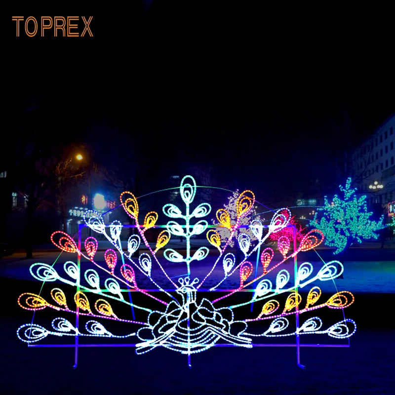 Customizable New Design 2D Dual Color LED Christmas Rope Lights LED Peacock Decoration Mall Hangings Diwali Premium