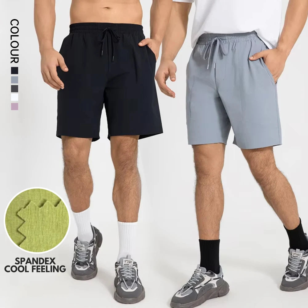 SHINBENE 8\" Sport Workout Shorts Quick Dry Gym Running Shorts Zip Pockets City Leisure Athletic Leisure Spandex Logo