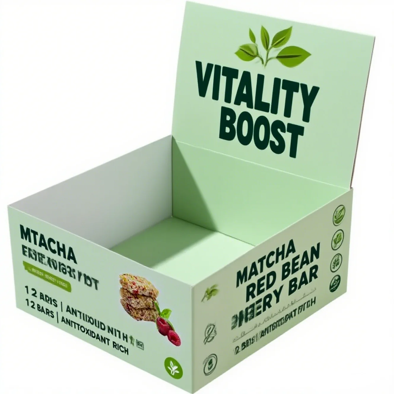 Biodegradable Chocolate Protein Bars Snack Packaging Box Cardboard Counter Display with Recycled Materials for Food Industry