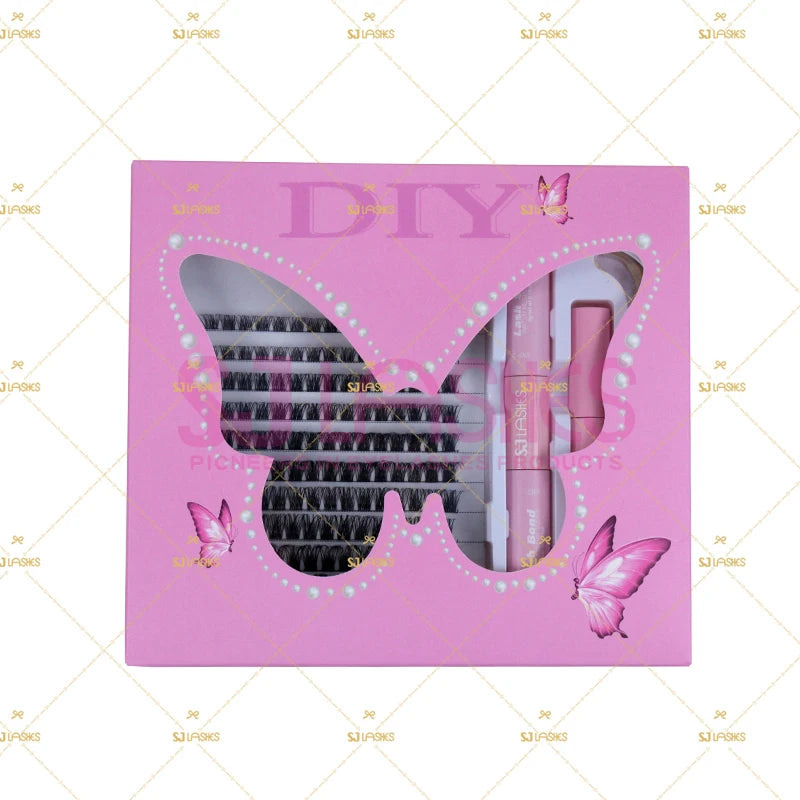 Diy Eyelash Extensions Kit Paper Box Eyelash Box Custom Butterfly Window Packaging Box