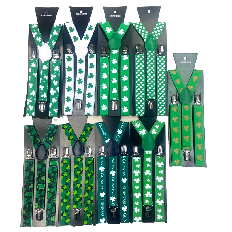 St. Patrick's Day Green Shamrock Suspenders for Men Suspenders Holiday Festival Party Costume Accessory
