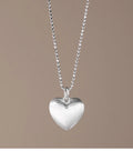 Modern Sweet Love Jewelry Brushed Sterling Silver Heart Pendant Necklace for Engagement Wedding or Party