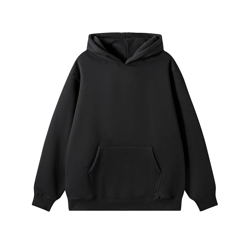 OEM custom logo embroidery printed design heavy 420g plus velvet hooded sweatshirt men's thick warm winter hoodie