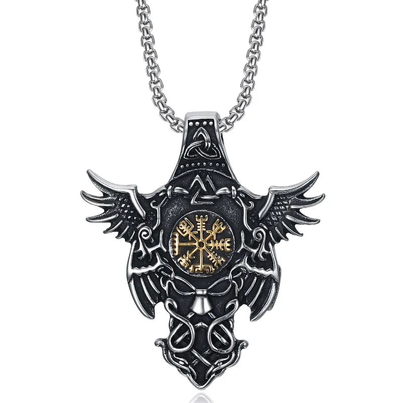 Wholesale Jewelry Stainless Steel Vintage Antique Men Viking Pendant Necklace