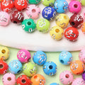 CJ Factory Wholesale Acrylic Round Spacer Beads with Cross Detail 8mm Mixed Color Loose Beads for DIY Jewelry Making
