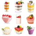 Custom PS Transparent Clear Square Glass Small Disposable Shooter Boxes Spoons Plastic Dessert Cups Lids