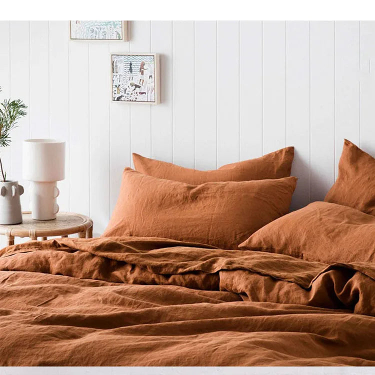 Wholesale Accept Customization Luxury Comforter Set Washed Pure 100% Linen Bedding Set