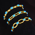 Europe America Hot Trendy Turquoise Bracelets Wholesale Elegant 21k Gold Plated Blue Dark Tennis Bracelet for Ladies