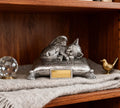 Resin Silver Cat Memorial Urn - Engravable Custom Name Plaque Angel Wing Design Pet Ashes Container Ideal for Pet Grave Decor MegaBDM