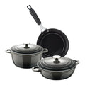 EXCALIBUR Bergner Aluminum Cookware Set: 20cm (2.4L) Casserole and 24cm (2.3L) Low Casserole + 24cm Forged Aluminum Frying Pan